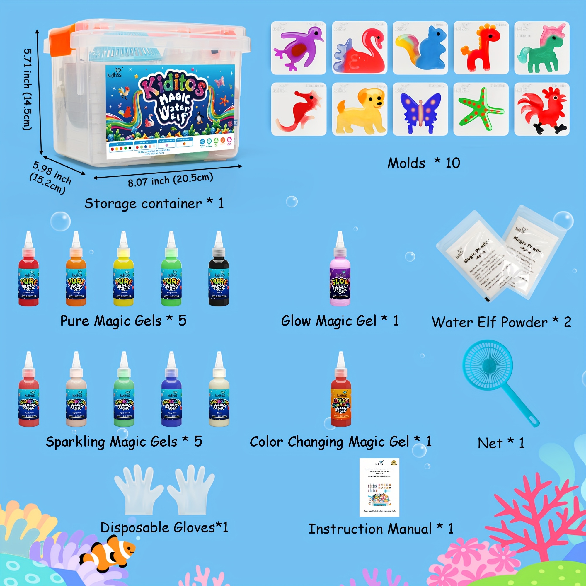 Kit Magic Water Elf - 30 Bouteilles Gel Aquatique Coloré - Activité Manuelle Enfants DIY - Jouet Scientifique éducatif