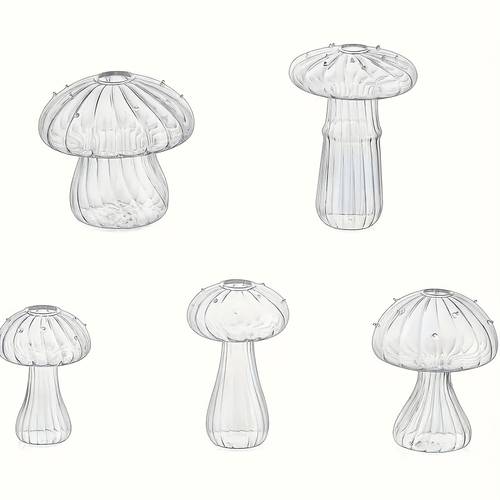 set of 5 glass creative mushroom vases suitable for hydroponic plant propagation decorating windowsills and living rooms as well as for holiday gifts