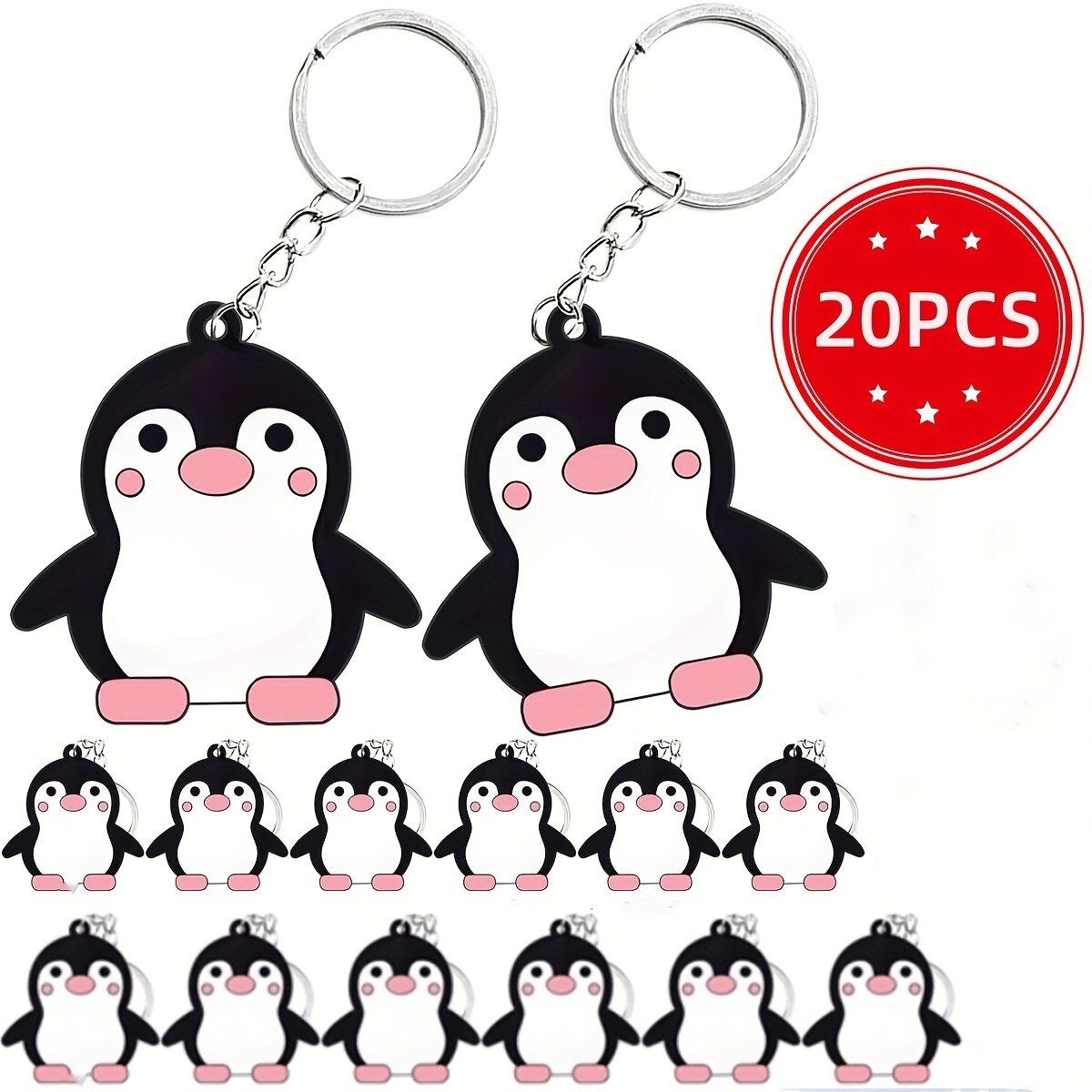 

20pcs Cute Penguin Keychains - Stainless Steel, Cartoon Animal Charms For Women & Girls - Birthdays, Showers, Back To School Gifts