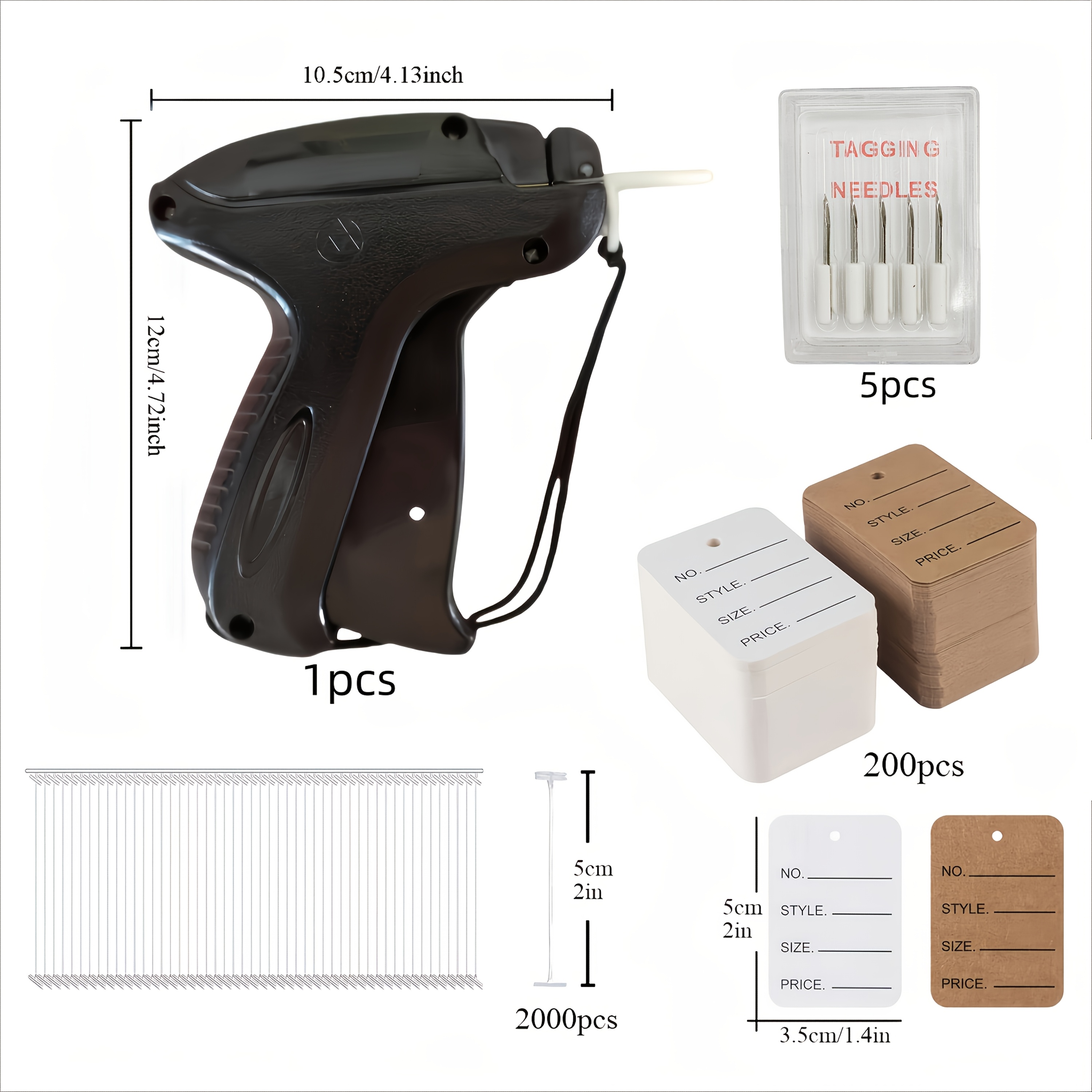E-shop 2206-teiliges Set, Stoffetikettierpistole *1, mit Befestigungen *2000, Etikettenpapier *200, Ersatznadeln *5, Handtuchsocken Puppenkleidung