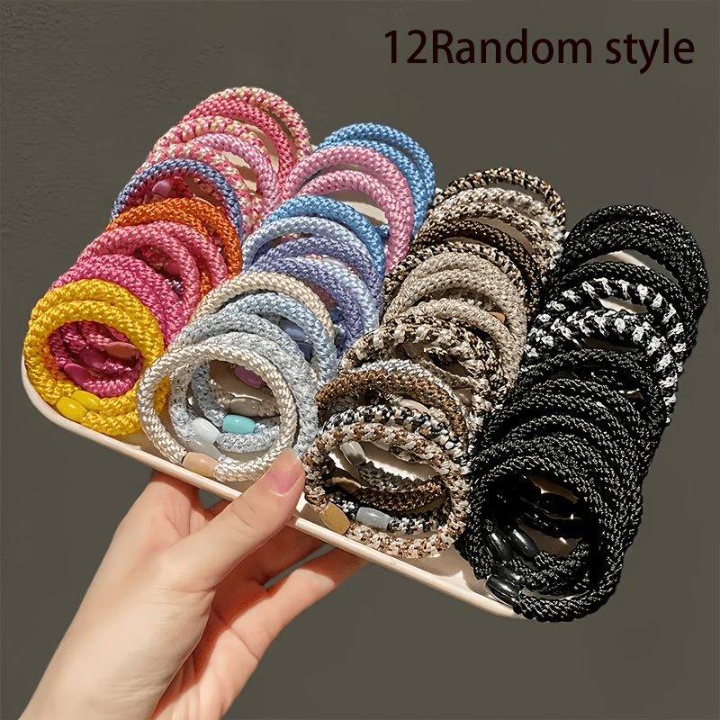 3/12/18pcs Random Style Women's Hair Ties, Multiple Colours