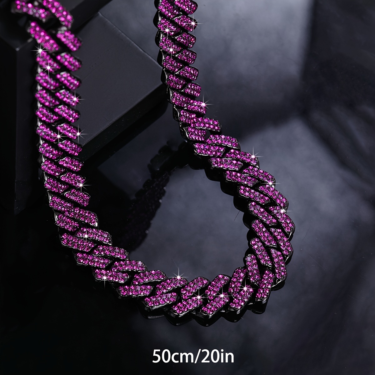 Iced Out Rhinestone Cuban Chain Necklace for Men