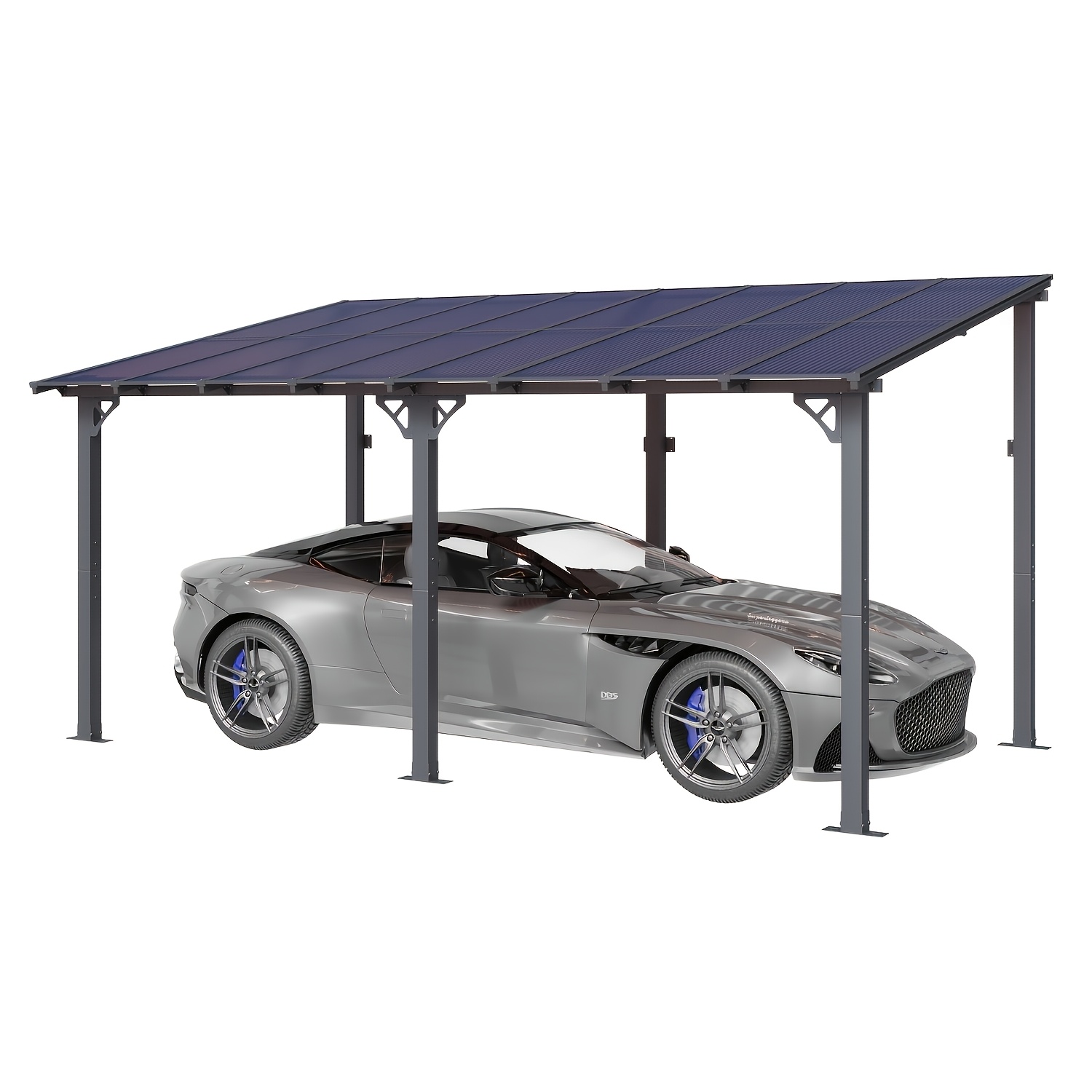 TEMU Carport d'extérieur mesurant 8'X5' ou 20'X10', incliné et en aluminium murale, idéal pour les espaces extérieurs comme les , les terrasses, et
