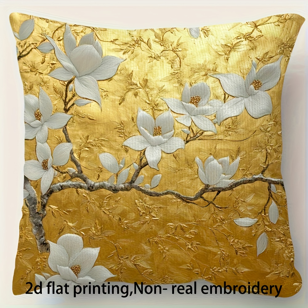 TEMU 2d Flat - 1pc Of Chinese-style Decorative Pillow Cover, Measuring 18.0 Inches X 18.0 Inches - Featuring 2d Flat Printing With A Non-embroidered