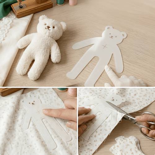 1pc long legged bear quilt template cut fabric along edge for repeated measurement and pattern drawing complete a neat bear collage
