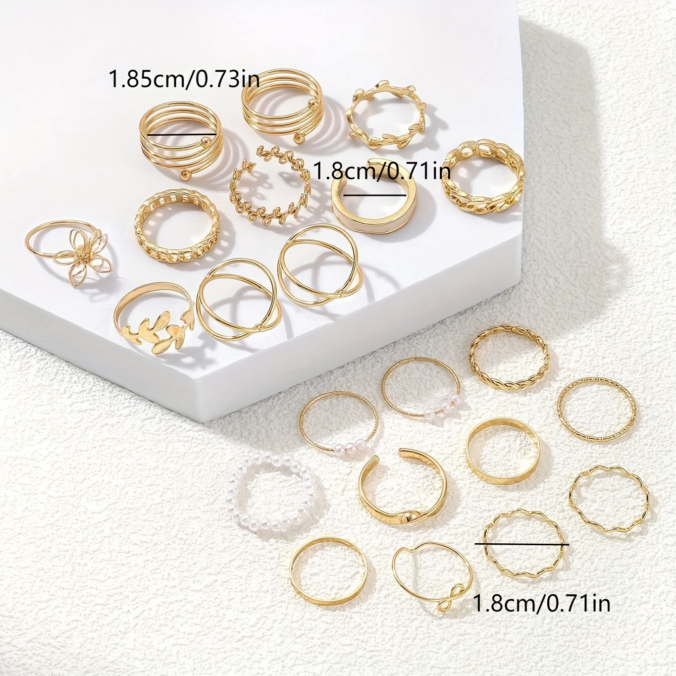 22-Piece Fashion Stackable Rings Set, Vintage Punk Style, Faux Pearl Inlays, Versatile for Daily Wear, Parties, Casual Vacation, Perfect Gift for Women, Zinc Alloy, Heart Theme, All-Season Accessory