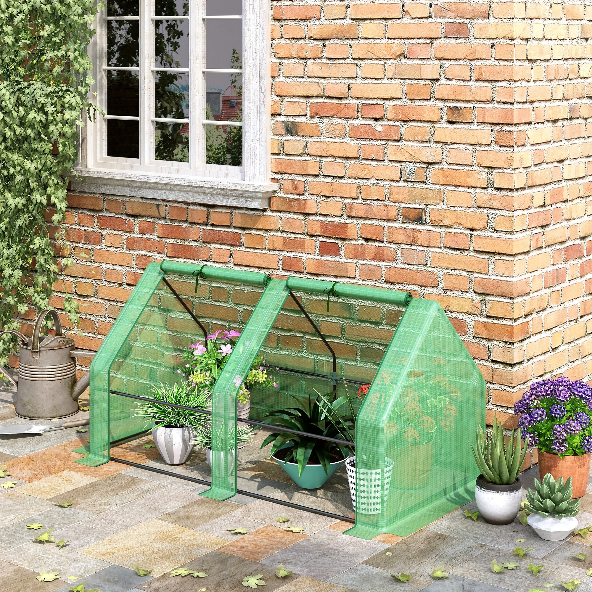 

Outsunny 6' X 3' X 3' Portable Outdoor Garden With Large Zipper Doors And Water/uv Pe Cover, Green