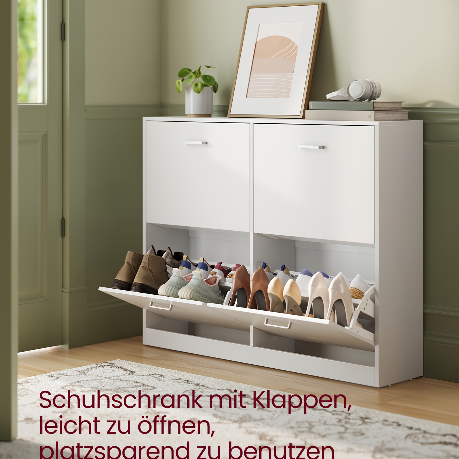 E-shop Schuhschrank mit 4 Fächern, Schuhregal, Schuhständer, Schuhaufbewahrung, verstellbare Trennwand, für 16-28 Paar Schuhe, Flur, 24 x 105,5 x 82,7