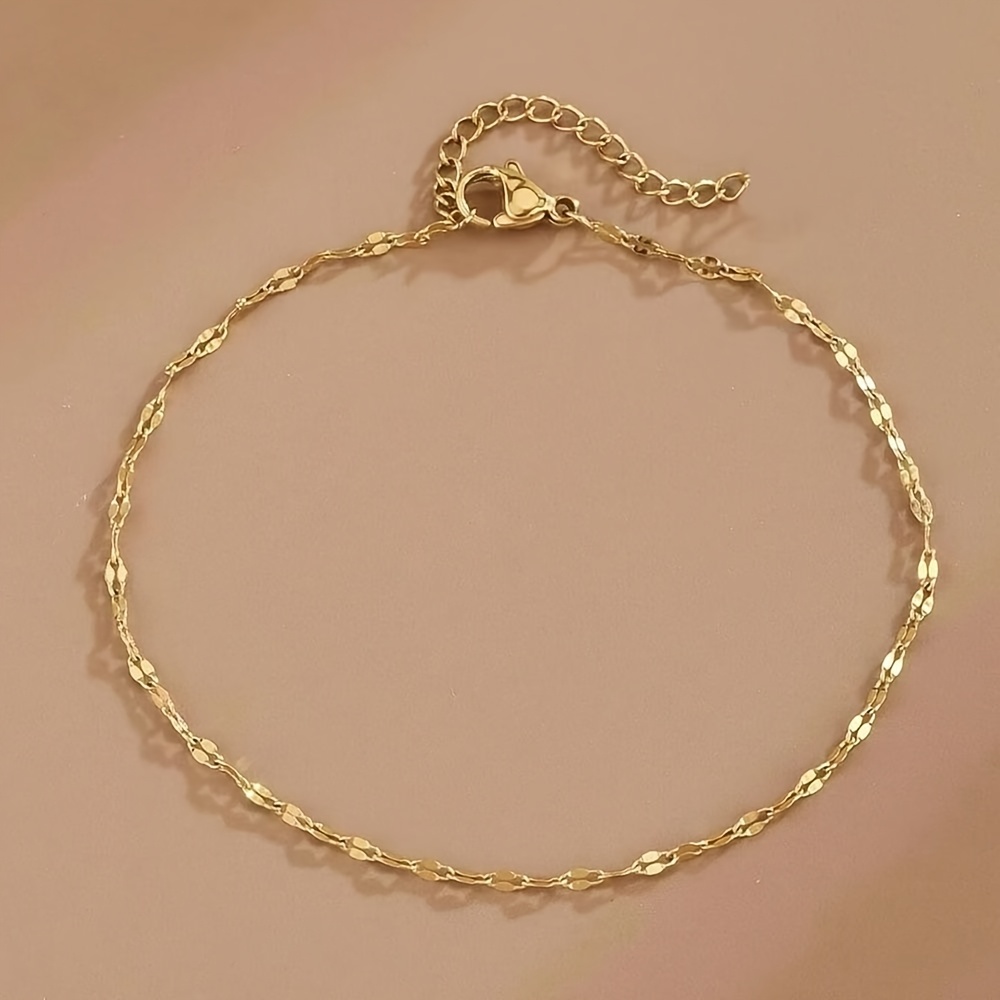 Light Luxury, Elegant Ladies' Golden Stainless Steel Leisure Vacation Versatile Beach Resort Ankle Chain