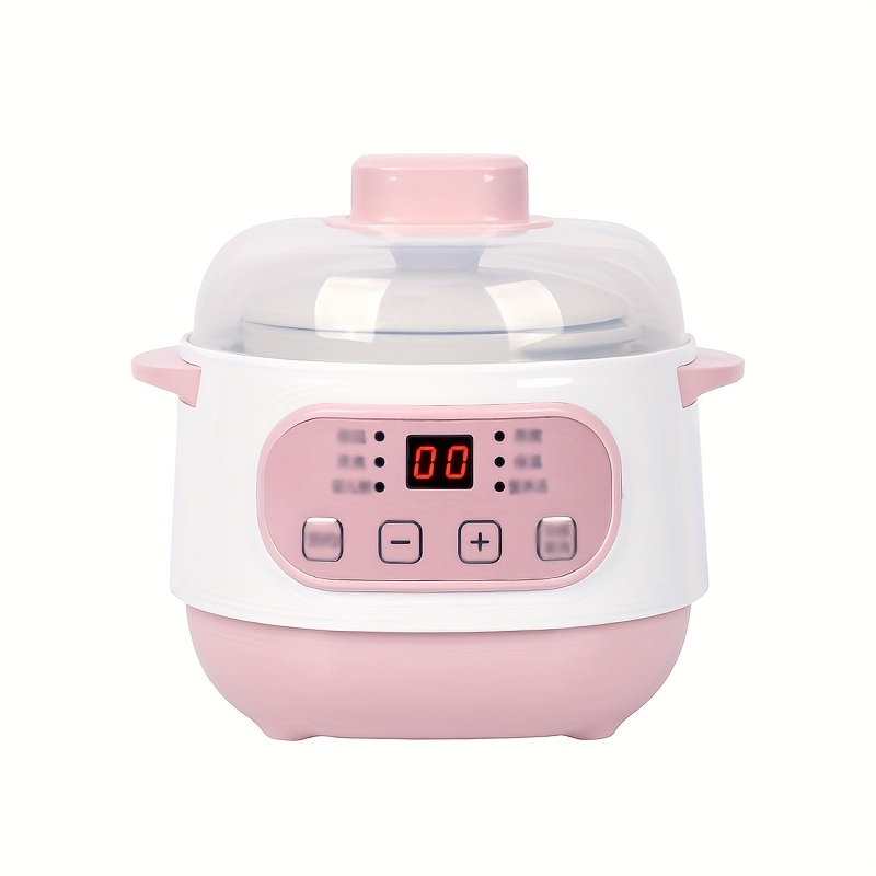 TEMU Intelligent Small Electric Pot, Multi-functional Ceramic Pot, With Steaming Basket, Ceramic Lining, 24-hour, Automatic Cooking Appointment, Slow