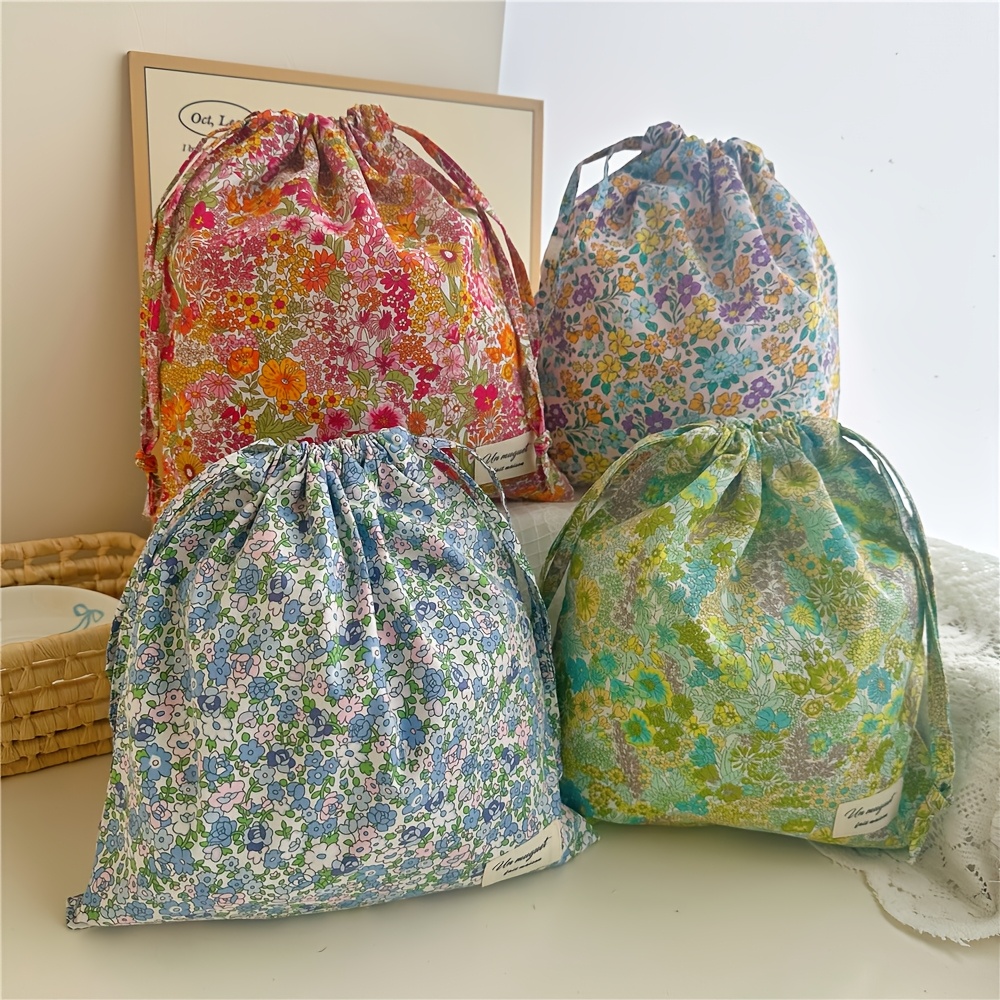 

1pc Sac à Cordon à Motif Floral - Rouge/Vert/Bleu Vibrant, Pochette en Tissu pour Cadeaux & Rangement avec Motif "APPRÉCIEZ LA DOULEUR!", pour Bijoux, Cosmétiques, de Voyage & Organisation à