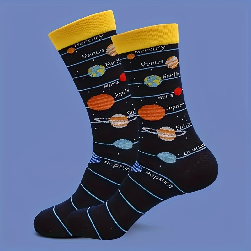 

Men's Pattern Mid-calf Socks, Comfy, Breathable And Sweat-absorbing Socks For All Season, Creative