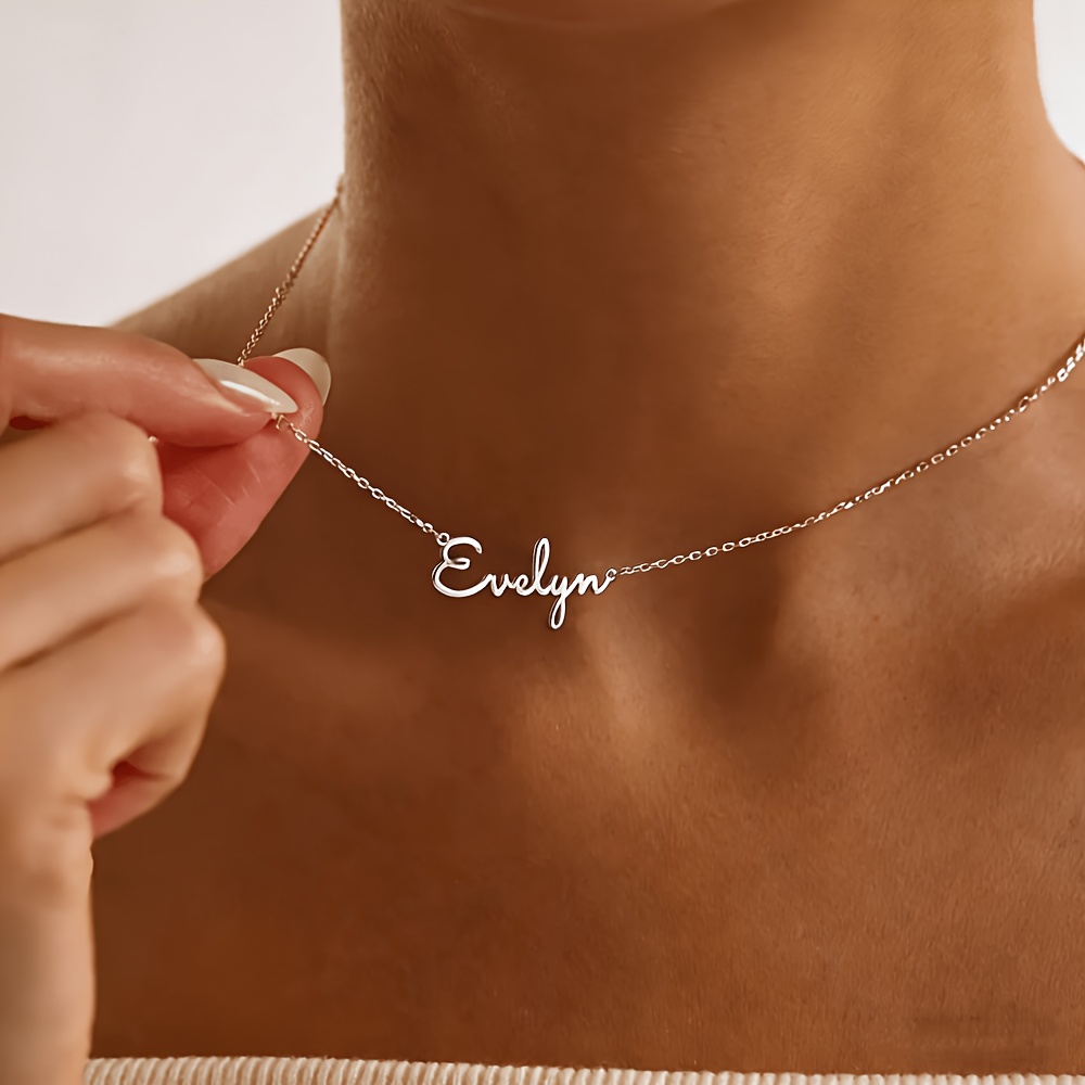 TEMU Custom Name Stainless Steel Elegant Necklace, Personalized Name Necklace, Vacation Necklace, Custom Gift, Gift For Her, Birthday Gift, Holiday