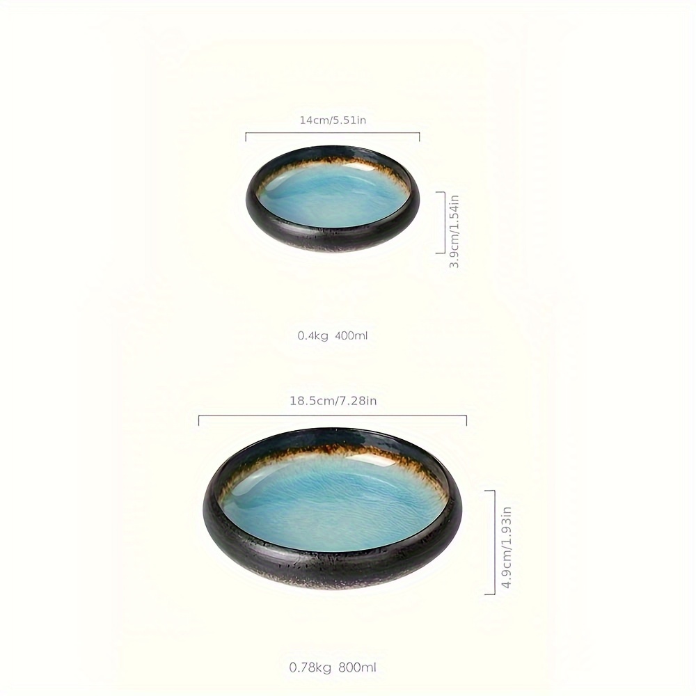 2pcs (1pc S And 1pc L) 3 Colors Creative Kiln Ice Split Glaze Ceramic Plate, Japanese Sushi Plate Dish, Salad Plate, Dessert Plate, For Home Kitchen Restaurant, Tableware Additions, Kitchen Supplies