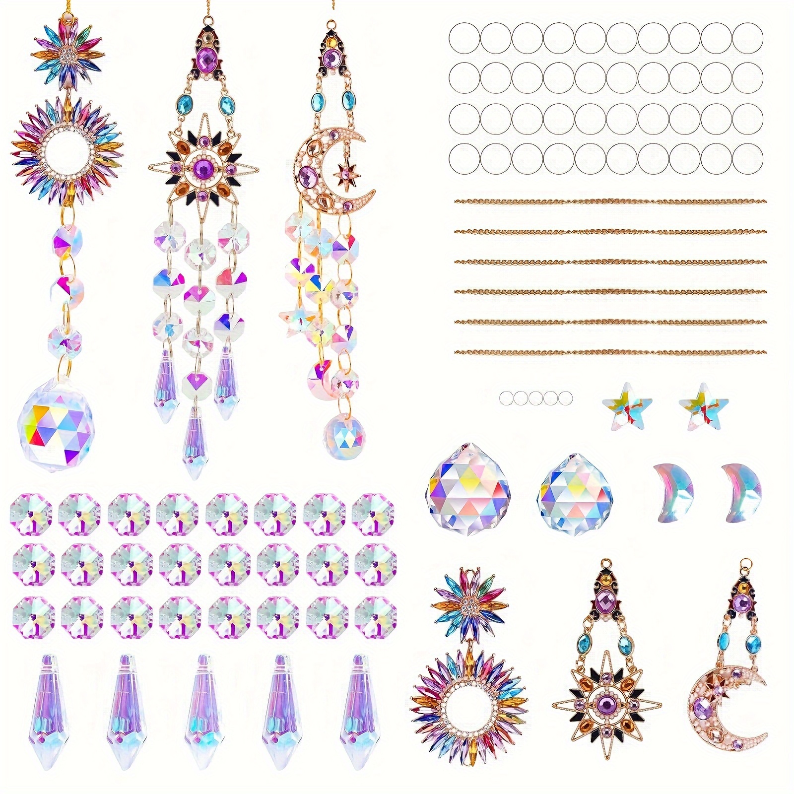 

Rainbow Maker Crystal Suncatcher Kit - Colorful Diy Craft Set With Pendants For Adults, Glass Material