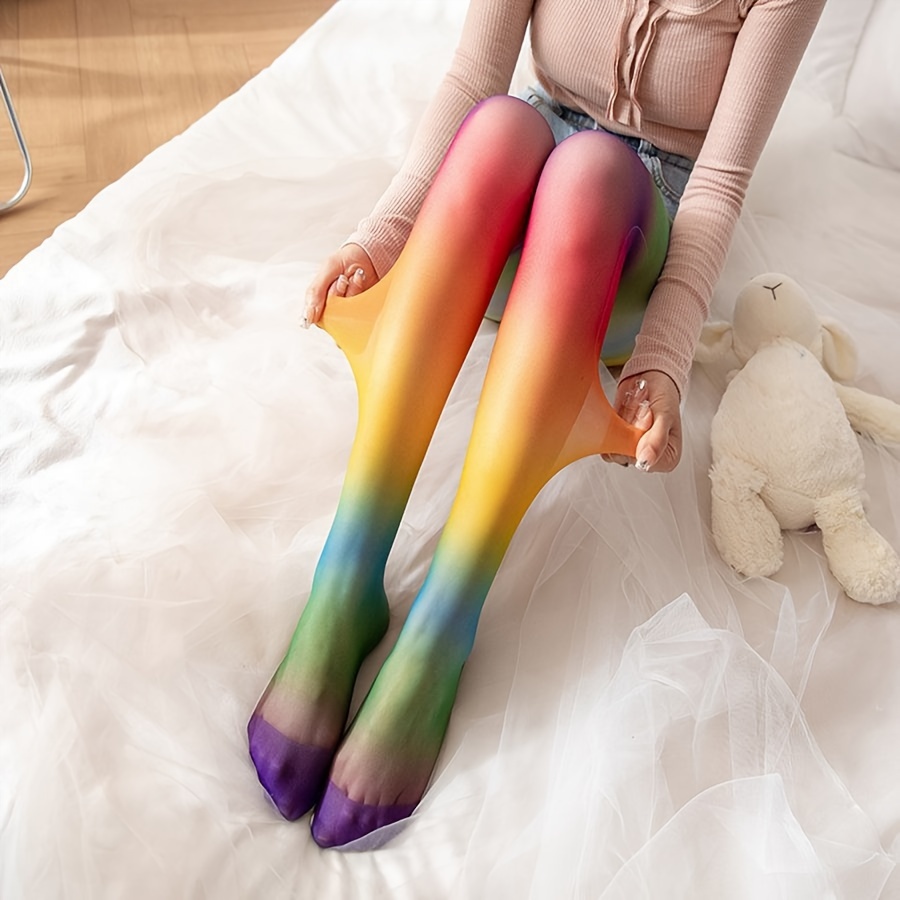 

Ombre Rainbow Tights, Hot Thin Slimming Pantyhose, Women's Stockings & Hosiery For Fall