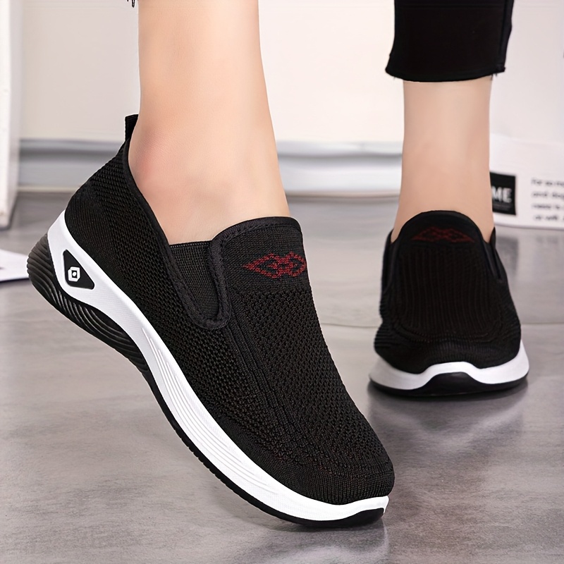 knitted fabric is breathable and comfortable womens mesh single shoes casual shoes slip on comfortable and breathable lightweight spring and autumn new walking shoes large skid proof wear resistant soft high   Product details 2