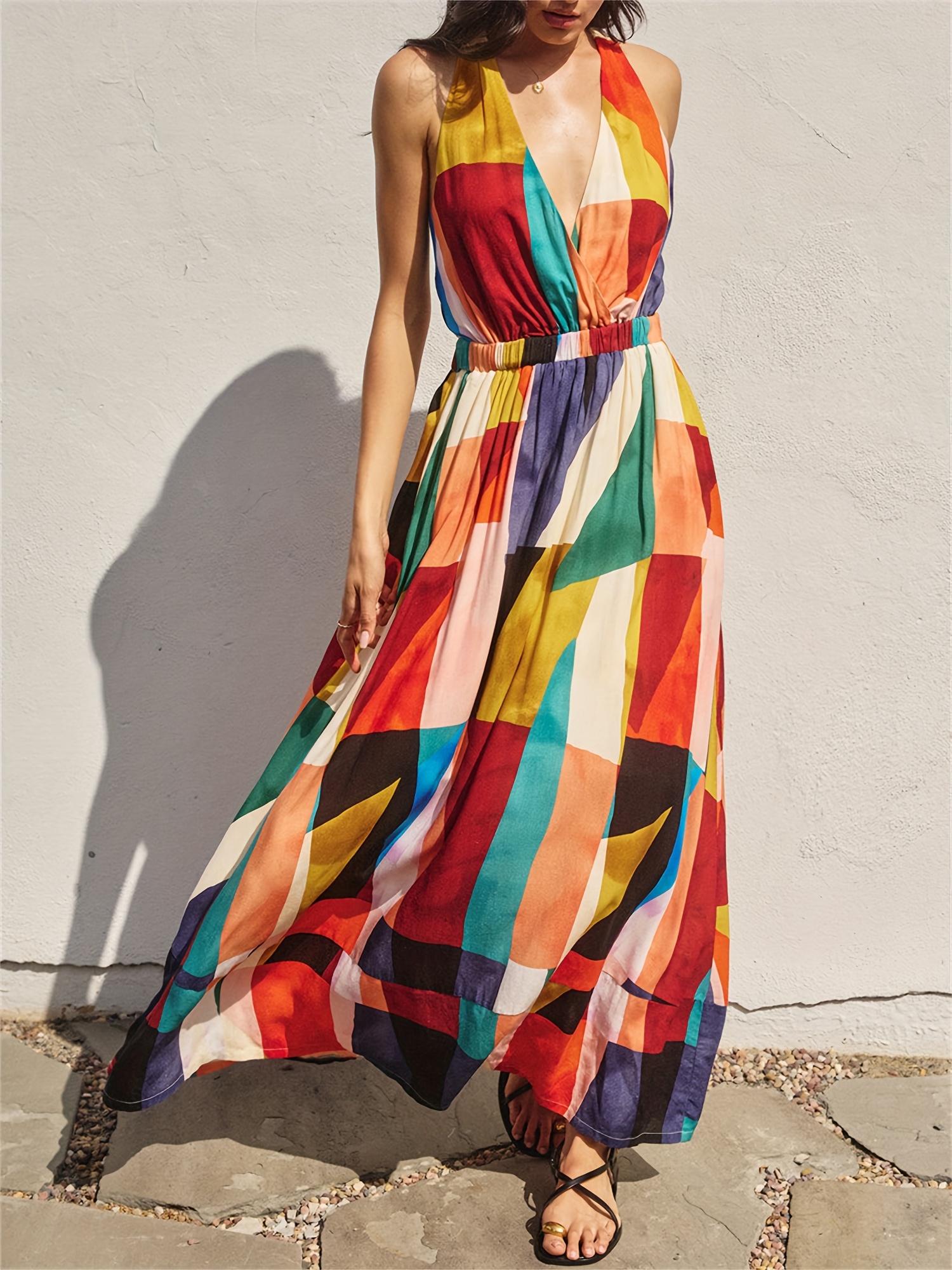 Women's Vintage Geometric Striped & Checked Pattern Art