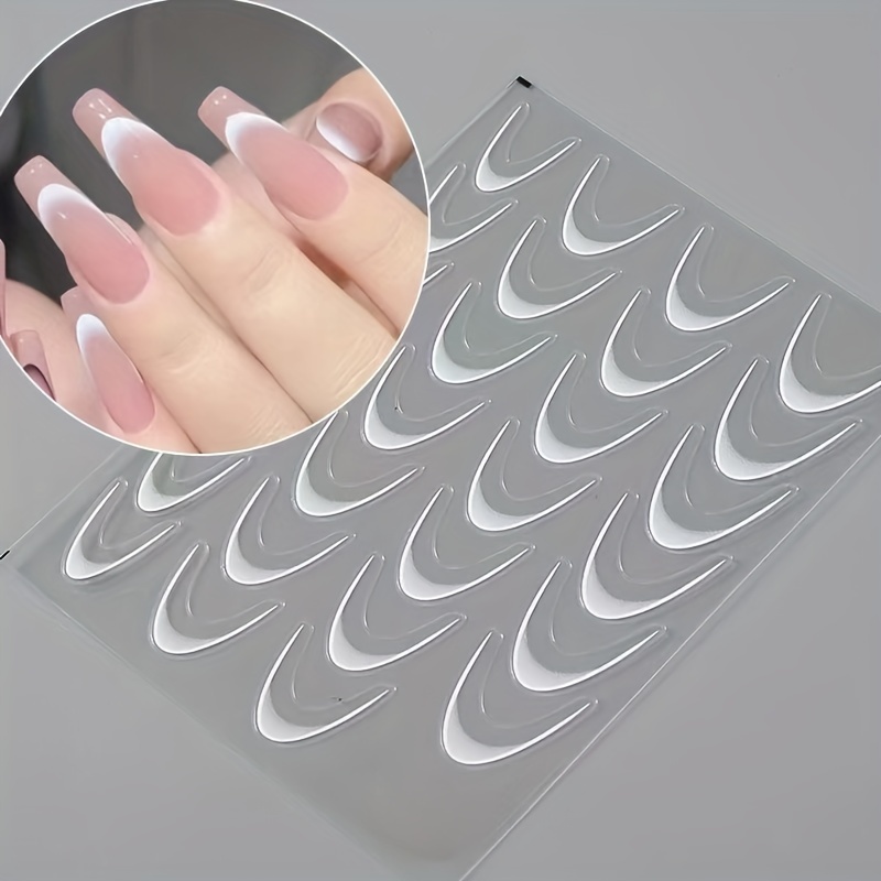 

Easy-apply Gradient French Nail Stickers - 3d & , , Self-adhesive For Diy At Home