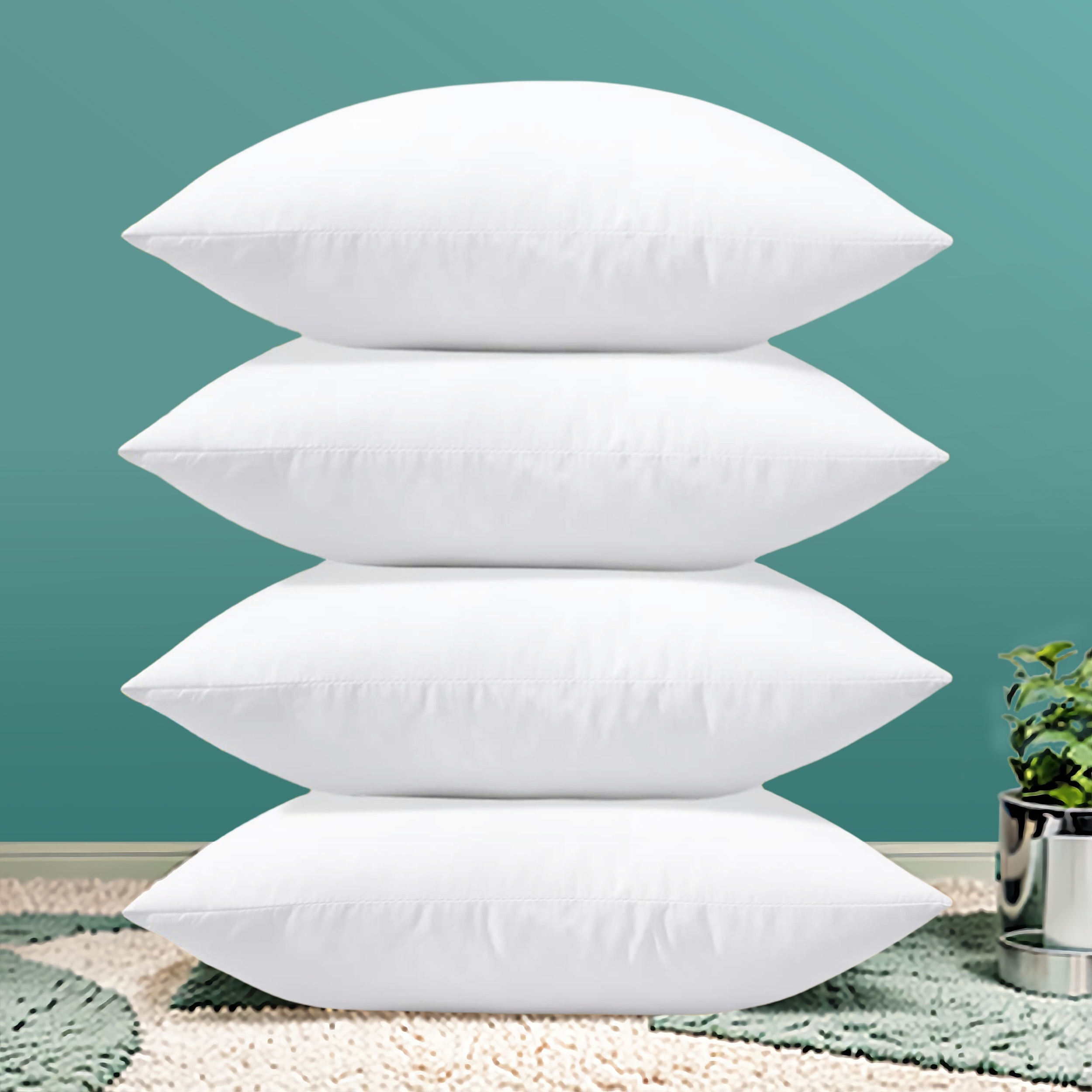 

4pcs Hypoallergenic Throw Pillow Insert, Square Inner Filling Pillow Core, Stuffer Sham Square Pillow Fill For Living Room, Bedroom, Dorm, Office, Home Decoration