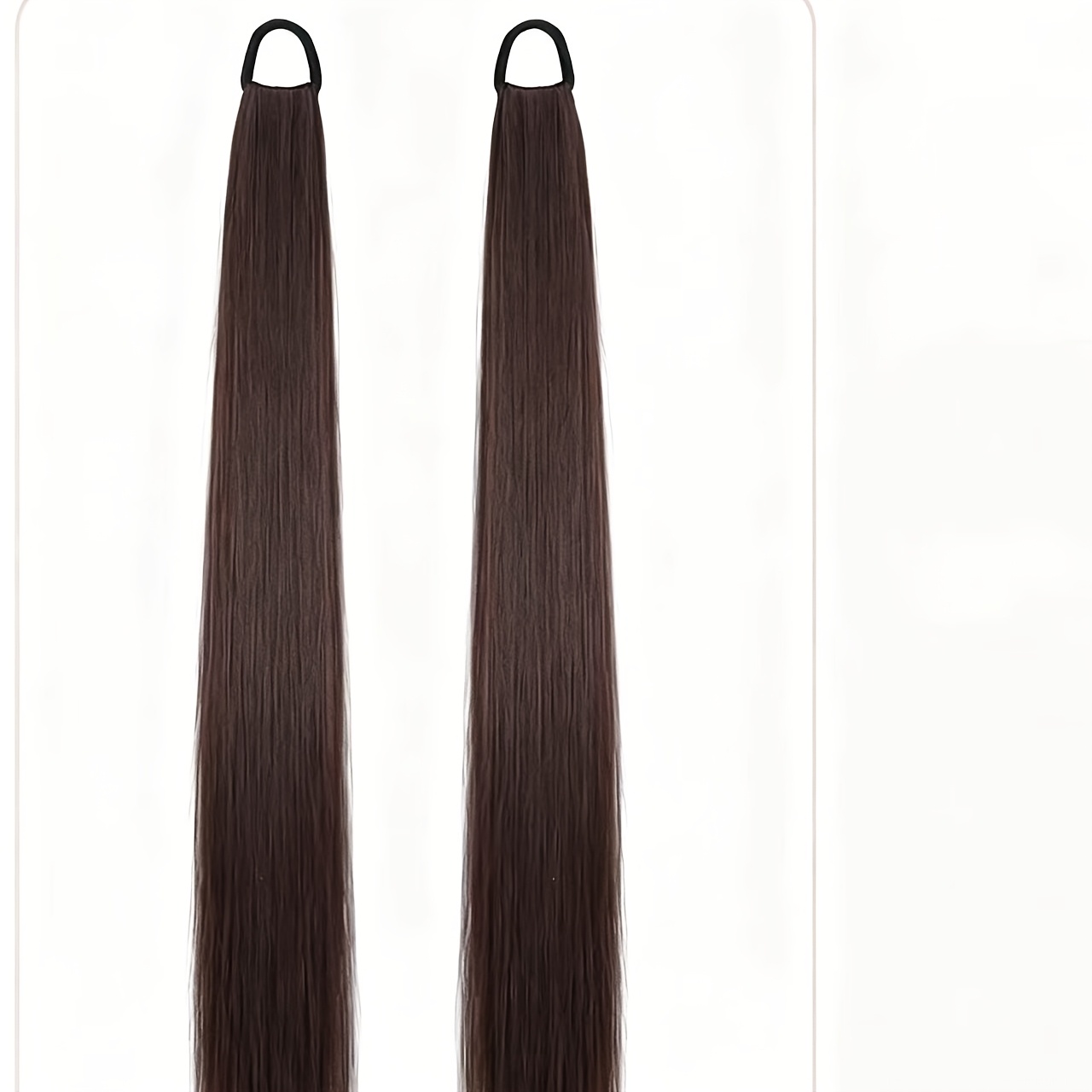 TEMU 2pcs Twin-tail Wig Women's Lo Style Jk Cute Long Straight Hair Simulation Band Low Ponytail Sweet Ponytail
