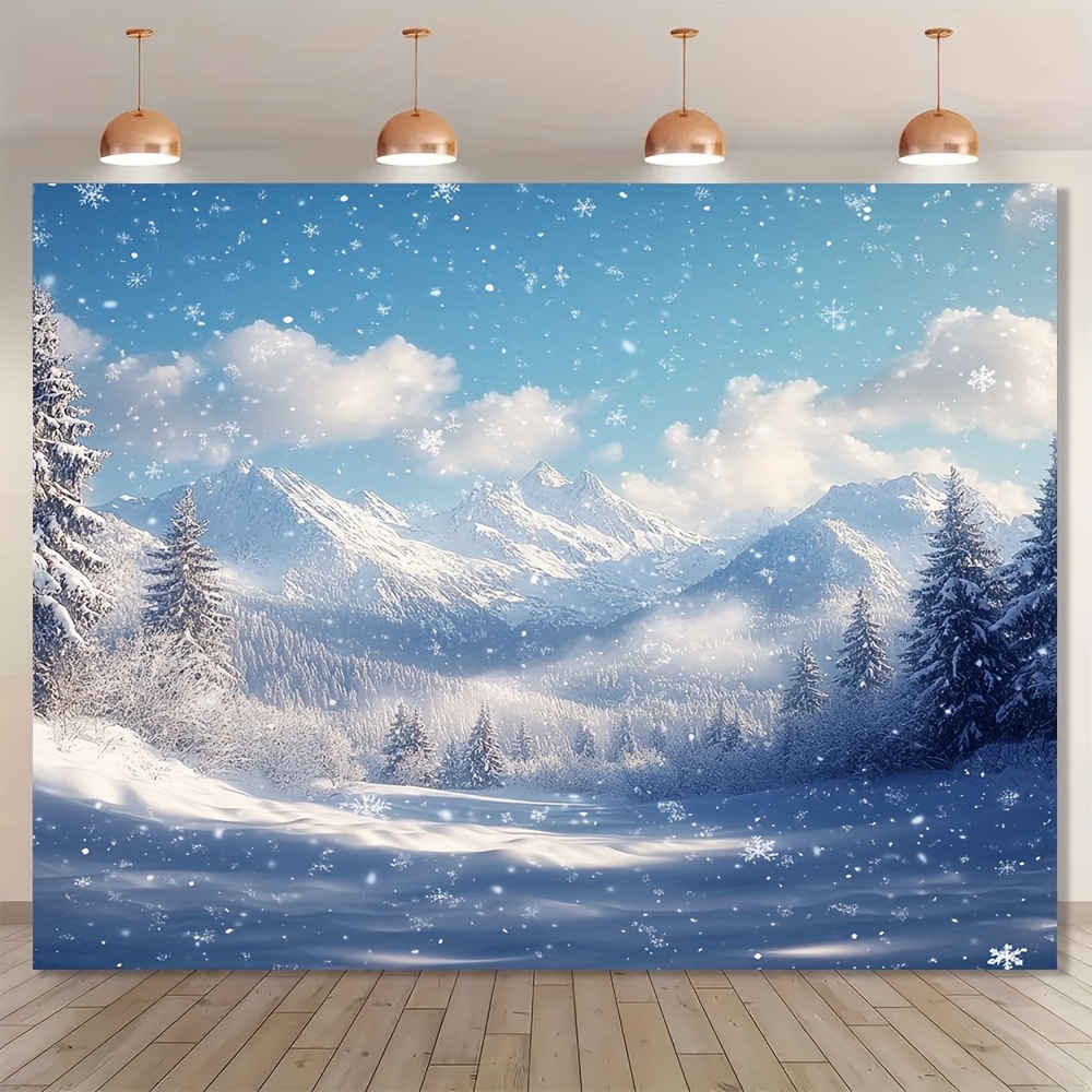 item picture 1pc winter themed christmas backdrop fabric measuring 70 8   5 inches featuring a   landscape made of 100 polyester ideal for   snow party photography