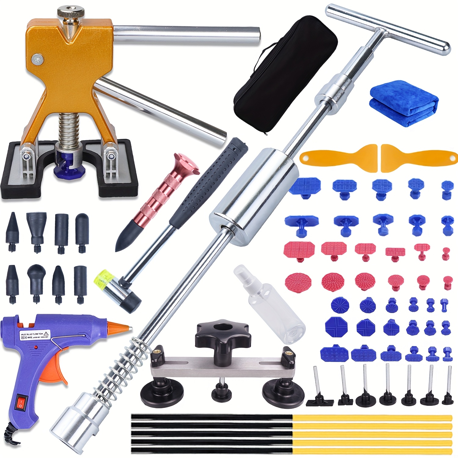 TEMU Professional Kit For Removing Dents From Car Bodies, Featuring A 2-in-1, Adjustable Lifter, And Slide Hammer Suction Puller, Ideal For Repairs On Suvs