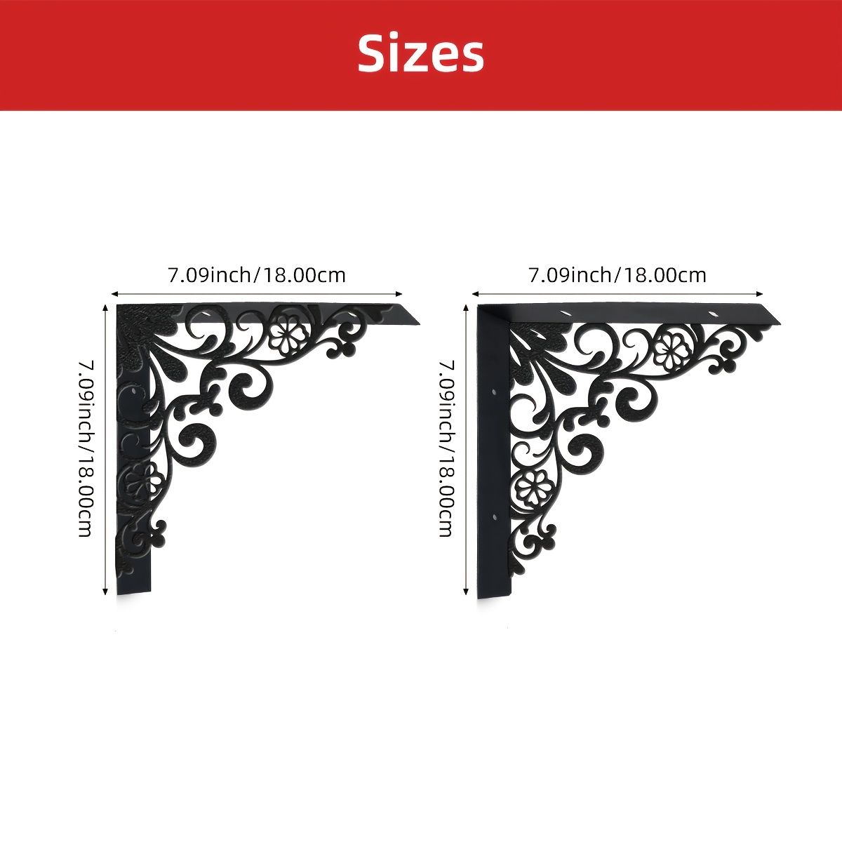 TEMU 2pcs Set Of Metal Vine-style L-shaped Shelves, Perfect For Displaying Plants, Flowers, Towels, And Other Items; Wall-mounted Design; Decorative