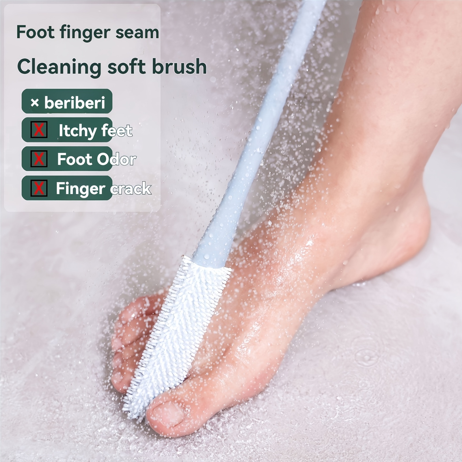 

2pcs/1set Multifunctional Toe Cleaning Brush And Anti-itch Brush 1 Set, Foot Dead Skin Removal, Foot Anti-itch Brush, Long Handle Foot Brush, Shower Tool