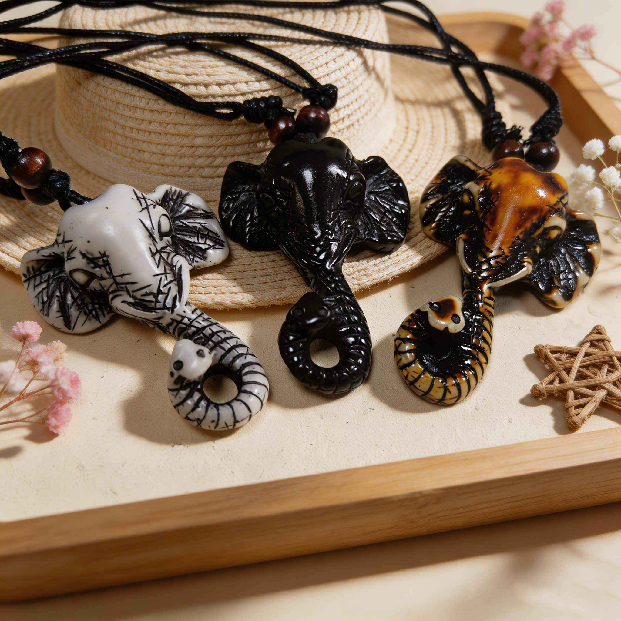 2pcs Retro Sea Turtle & Elephant Couple Pendant Set