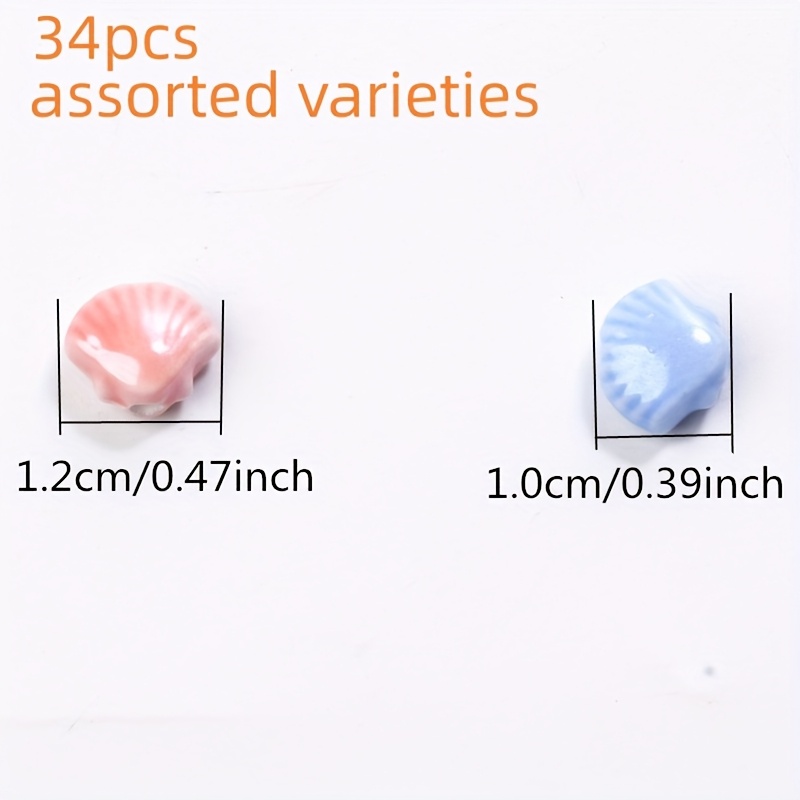 TEMU 34pcs 10x12mm Ceramic Random Color Shells, Multicolor , Suitable For Jewelry Making - Perfect For Bracelets, Necklaces, And Crafts