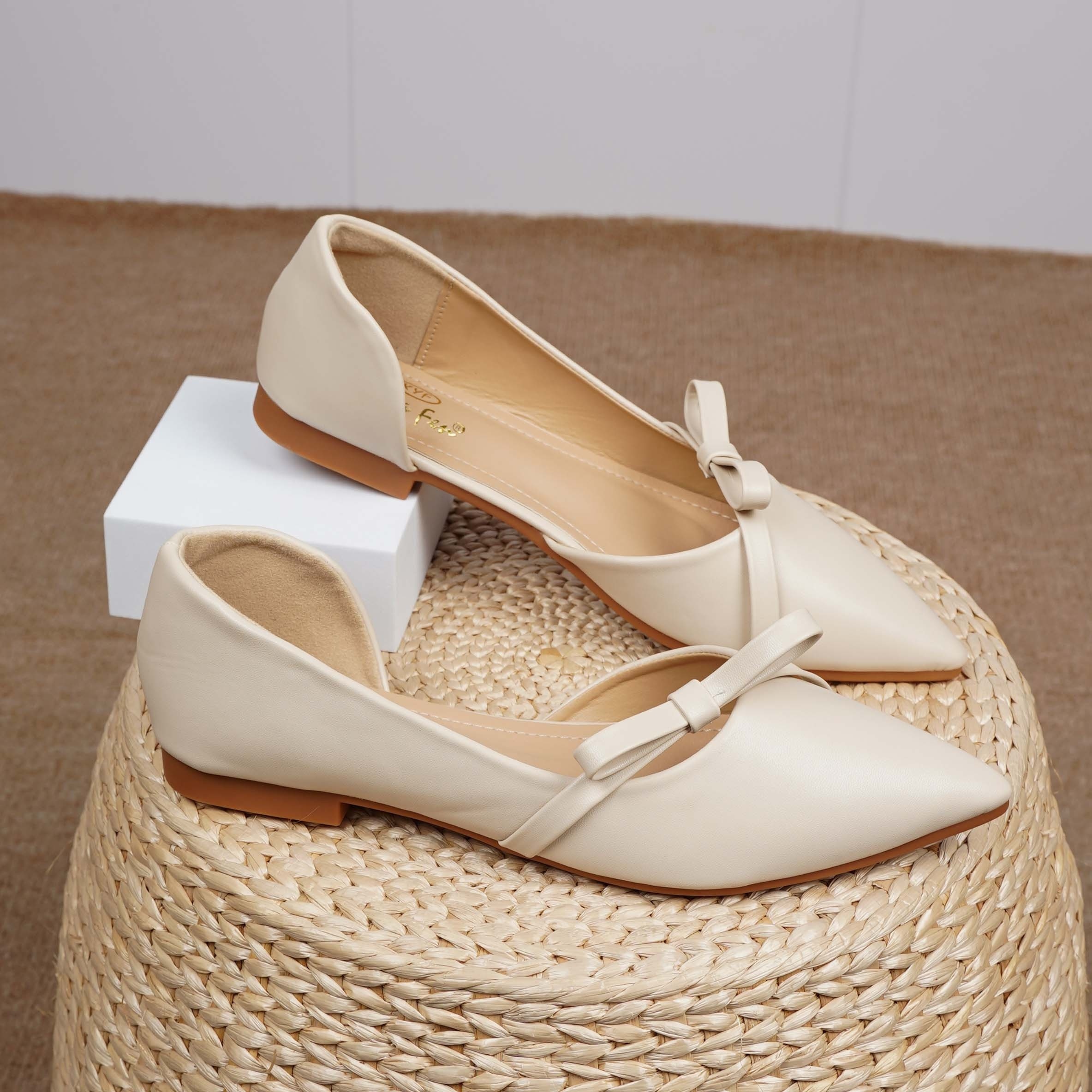 FOWT Women's Bow-Knot Ballet Flats - Pointed Toe Gradient Color Loafers