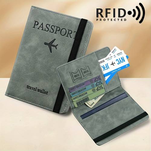 1pc porta- rfid | carteira multifunções retro em pu, bolsa de de viagem, com