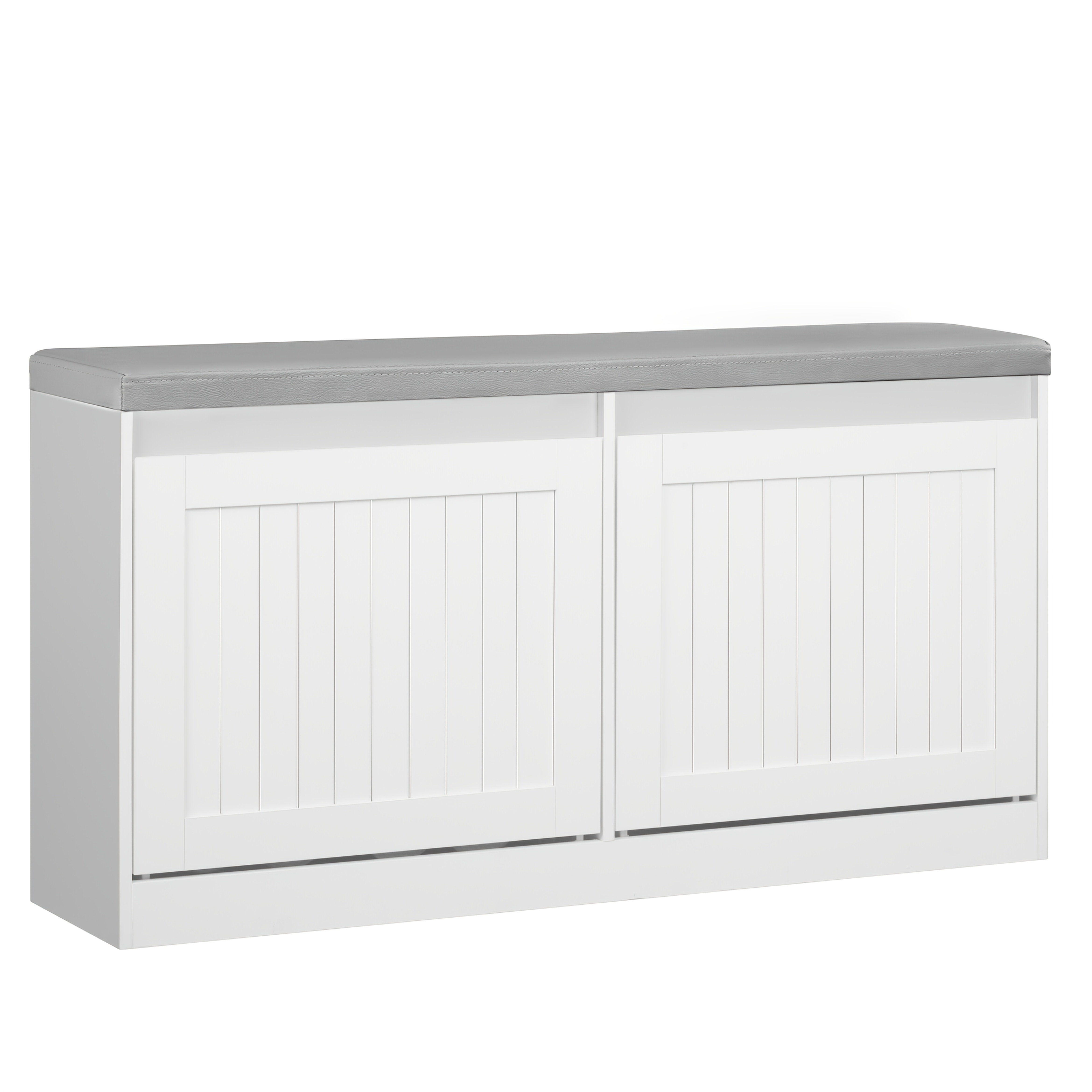 TEMU Banquette à Chaussures avec Siège, Meuble à Chaussures 2 Compartiments pour 8 Paires de Bottes, Étagère Réglable pour Entrée, Couloir ou Salon,
