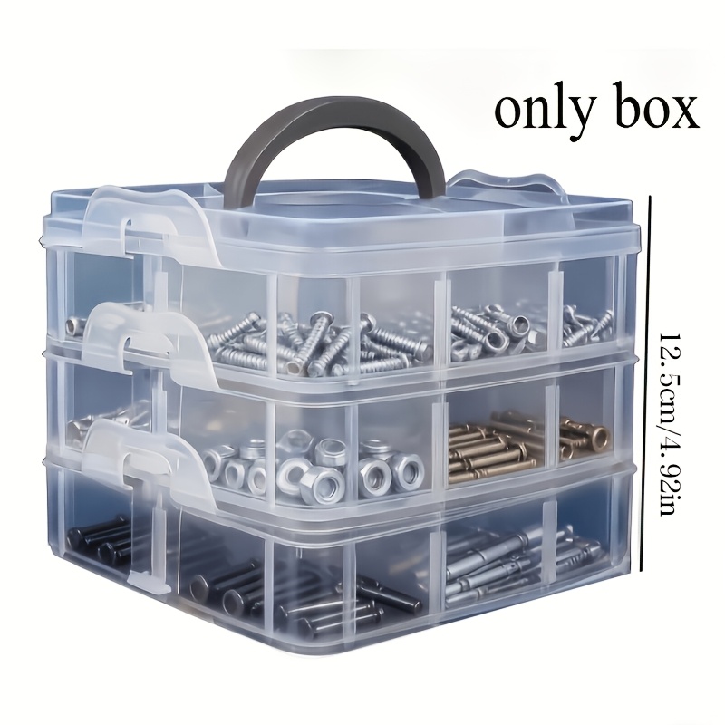 TEMU Scatola portaoggetti scomparti/3 con e , organizer per utensili , adatta per classificare viti, bulloni e dadi, scatola portaoggetti portatile