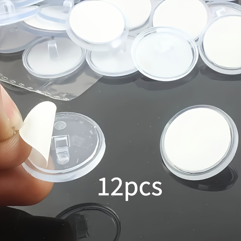 TEMU 12pcs Ceiling Hooks - No-drill, Easy-to-install Hanging Accessory, Self-adhesive, Damage-free, Strong Transparent Adhesive Hooks - Invisible For