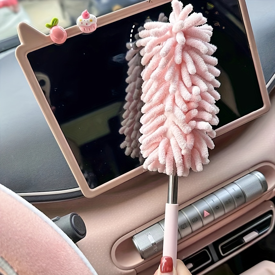 

2pc Mini Car Duster Brush, Extendable & Bendable Microfiber Dusting Tool For Home And Auto Interior Cleaning - Polyester Fiber Material