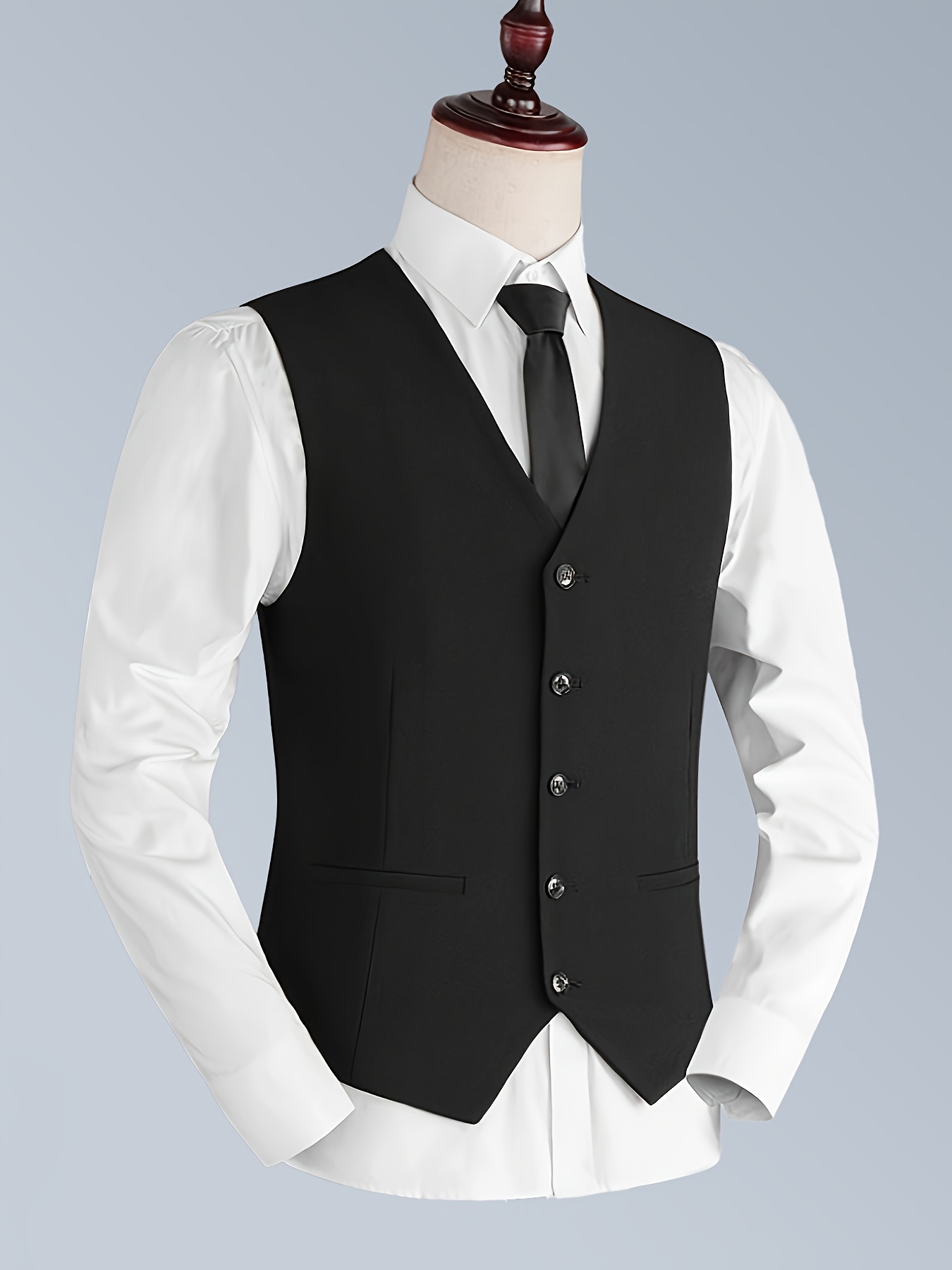 V-Neck Suit Vest *'S Casual Vintage Style Solid Color Single-Breasted  Waistcoat, Suitable for Pairing with Spring And Autumn Evening Outfits (*  Only 1 Vest)