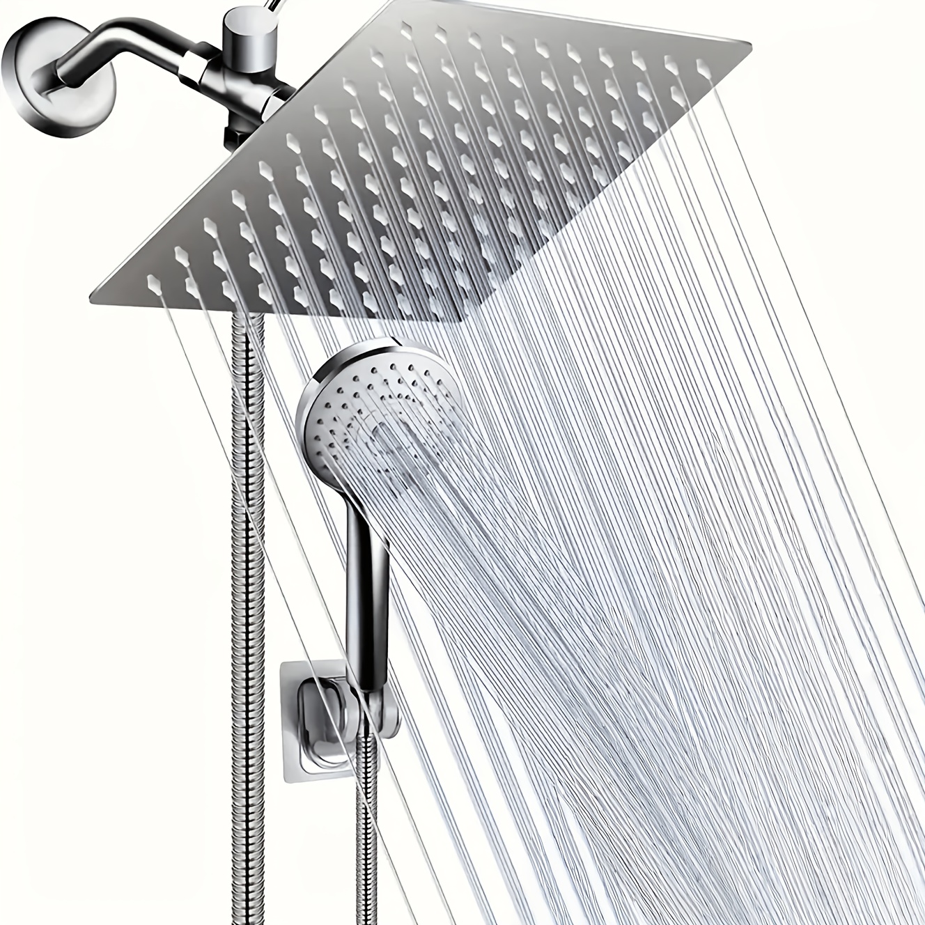 TEMU Pommeau de douche 8 pouces, pommeau de douche pluie haute pression/combinaison pommeau de douche à main avec 6 réglages, pommeau de douche