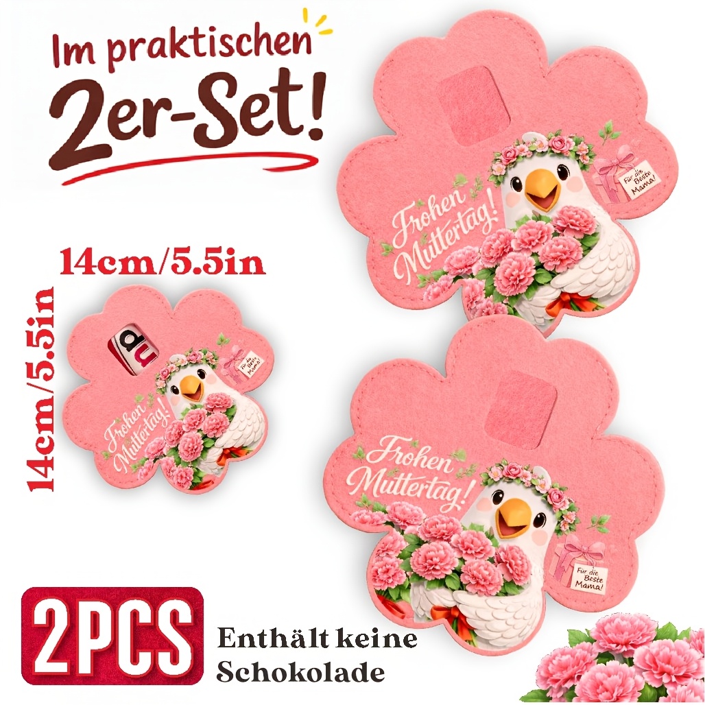 E-shop Geschenk für Sie/Ihn Muttertagsgeschenk: Die Filztasche „Frohen Muttertag!“ mit Tauben- Blumenmuster, eine wiederverwendbare Schokoladentasche,