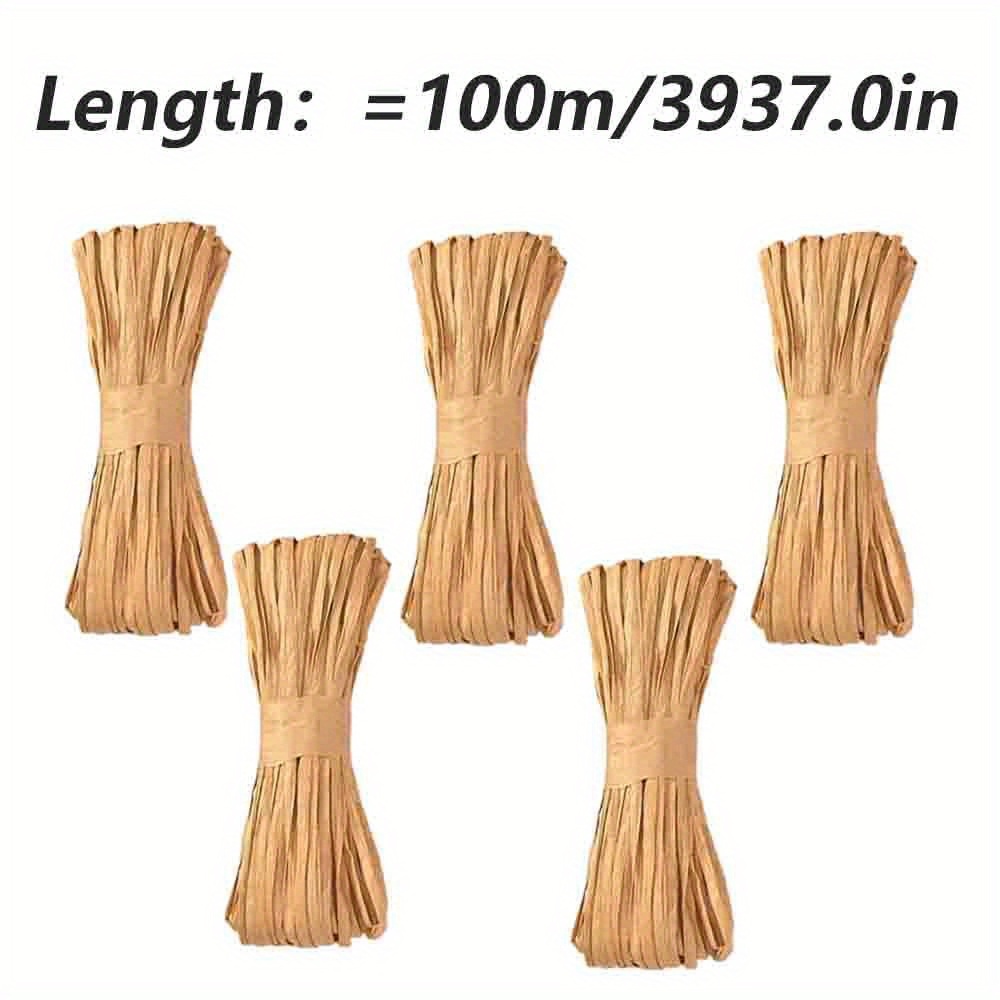 TEMU 40/100m Hand-woven Yellow Cycad Paper Cord, Thickened 2mm, Suitable For Christmas, Birthday, Party Gift Box Wrapping, Vintage Gift Box Packaging