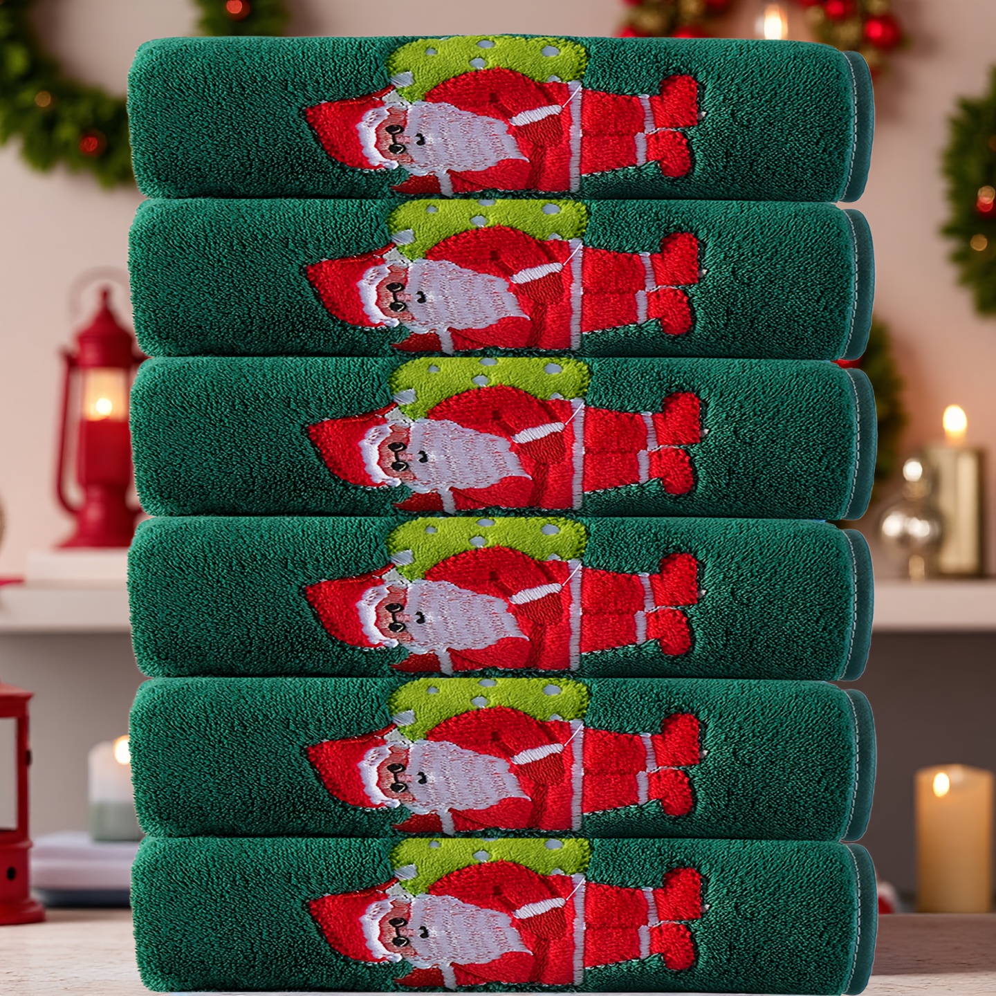 6pcs Christmas Towel Set, Hand Towels, 42-70cm, 6pcs Hand Towel Set, Ultra Soft and Thick, Quick Drying, Ideal Bathroom Supplies Suitable for Home Bathrooms, Santa Claus, Christmas Tree, Christmas Deer, Wash Cloths