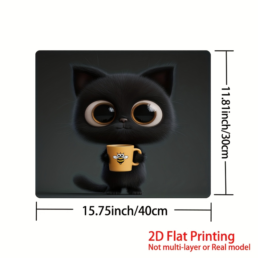 TEMU 1pc, 2d Flat Printed Stove Cover Mat For Protection, Featuring A Stove Panel Protector And A Wide- Black Cat With A Bee Mug Design. Easily ,