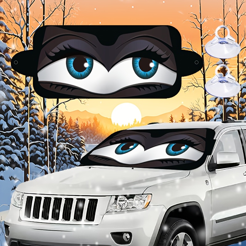 Image of Ice And Snow Car Windshield Cover, Anti-frost Ice And Snow 2 Suction Cups Windshield Snow Cover Black Glue Double-sided Protection Car Cover, Car Winter Protection Cover
