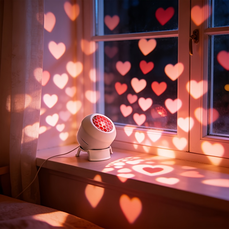 TEMU Lampe de projection LED cœur rotatif - Projection dynamique réglable à 360°, lampe de cœur alimentée par USB, convient pour chambre à coucher,