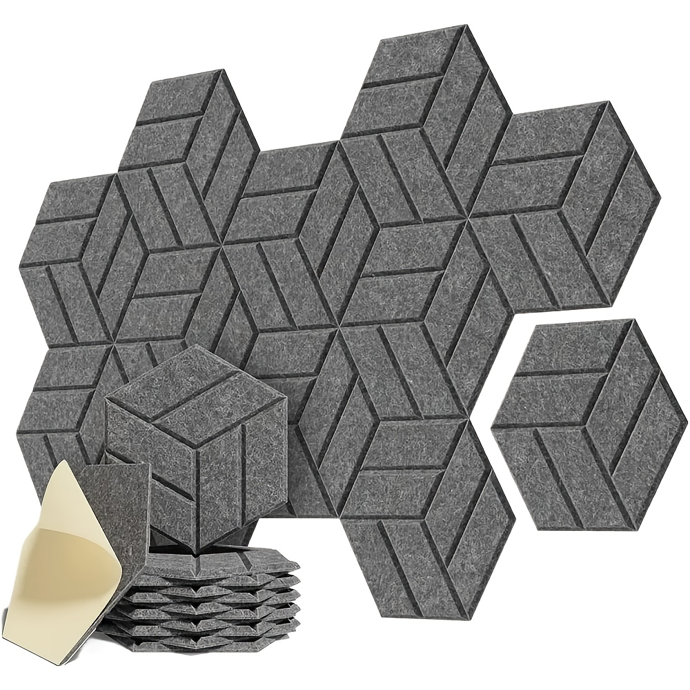 12 Pack Self-adhesive Acoustic Panels 12" X 10" X 0.4" - Sound Proof Foam Panels With High Density, Fashionable Y-lined Design, Noise And Eliminate (black/dark Gray/white)