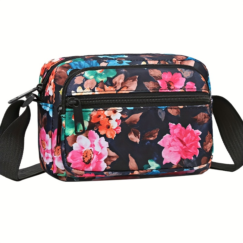 

Floral Nylon Crossbody Bag For Women, Casual Shoulder Phone Purse, Versatile Outdoor Business Money Pouch, Mom Bag, Random Zipper & Pattern
