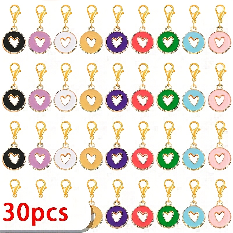 Image of 30pcs Necklace Charms For Jewelry Making Heart-shaped Alloy Charms, Colorful Pendants For Jewelry Making, With Valentine's Day Decorations For Bracelets, Necklaces, Earrings, Keychains