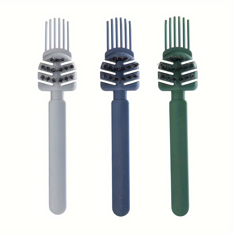 Dual-Function Portable Hairbrush Cleaner with Ergonomic Handle, Reusable Air Cushion Brush Gap Tool, 2 or 3-Pack in Multiple Colors