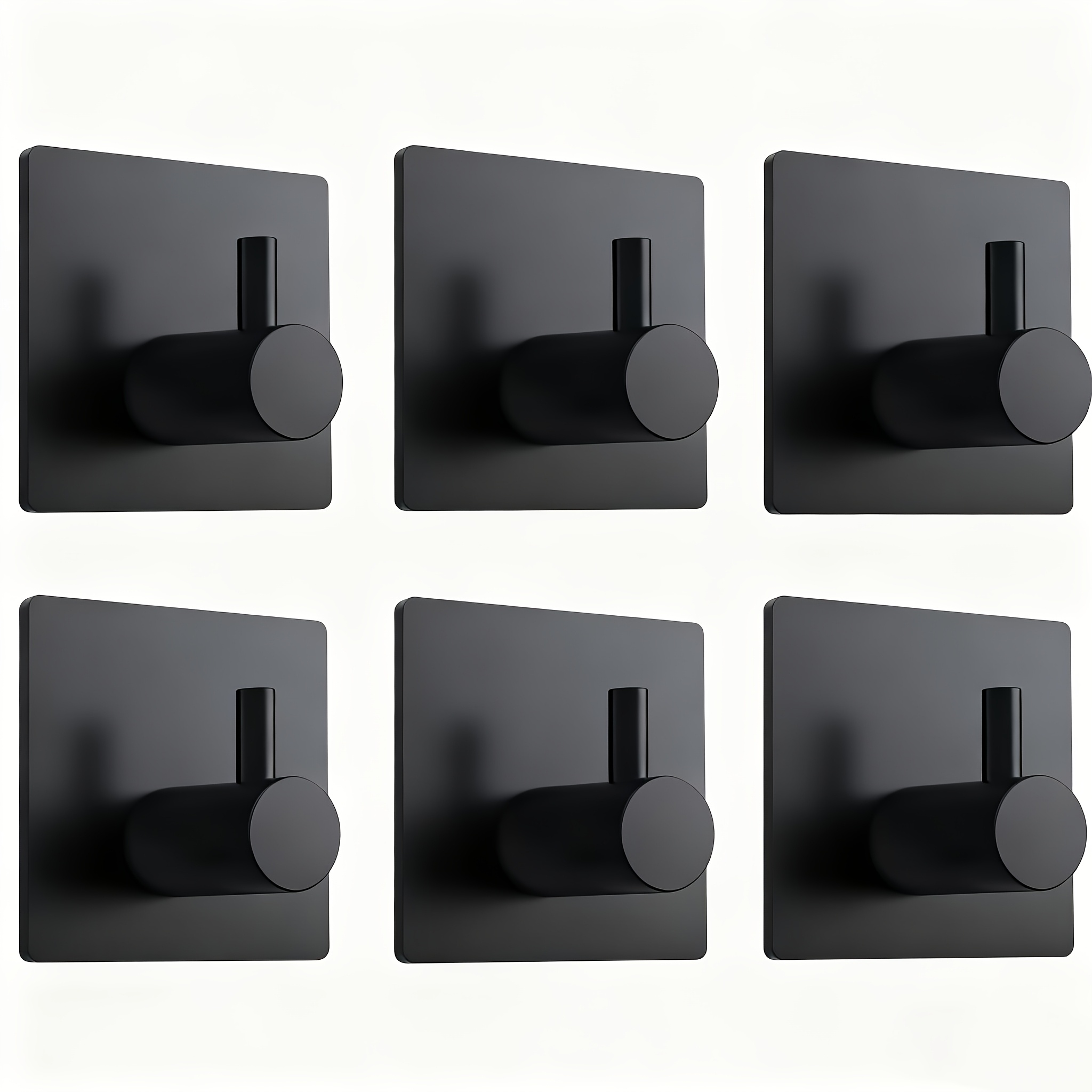 6/12pcs Heavy-duty Waterproof Robe And Towel Hooks - Easy-to-install Wall-mounted Stylish Hook Set With Black For Bathroom And Bedroom Organization